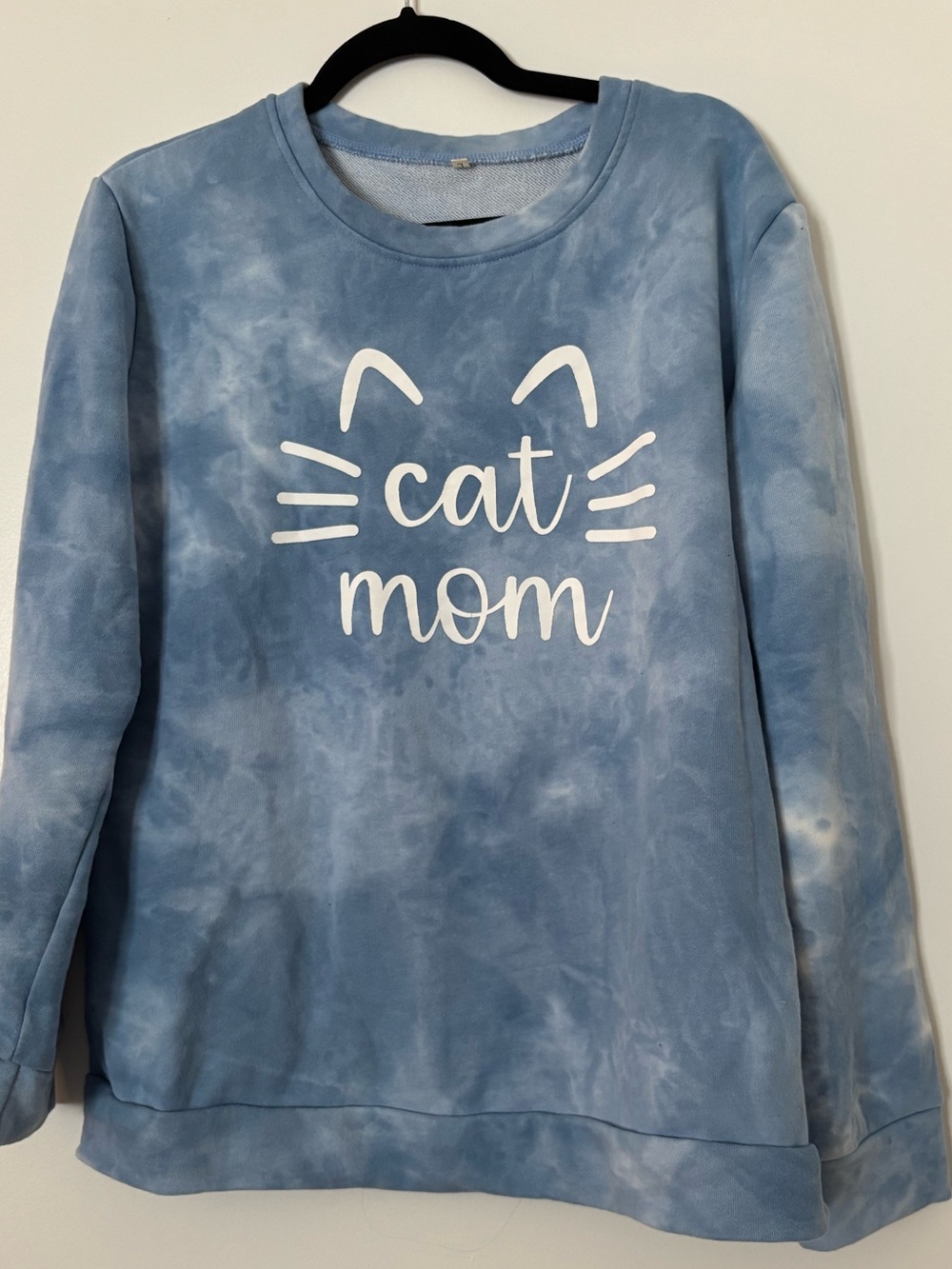 Blue Tie-Dye "Cat Mom" Sweatshirt size L